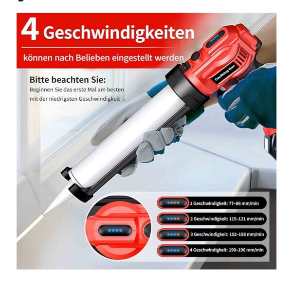 LAIWOO Akku Kartuschenpresse, 20V, elektrische Kartuschenpistole, LED, ideal zum Abdichten und Spachteln (Batterie nicht enthalten)