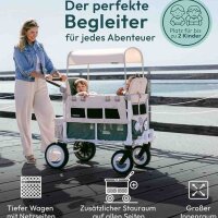 WonderFold VW2, KinderVan, 2 seater, foldable stroller, VW bumper, working headlights, all-terrain XL wheels, Sage Green.