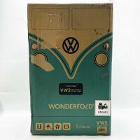 WonderFold VW2, KinderVan, 2 seater, foldable stroller, VW bumper, working headlights, all-terrain XL wheels, Sage Green.