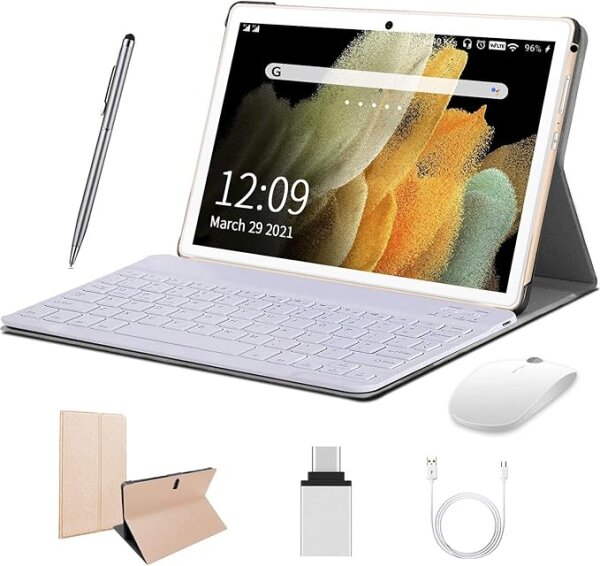 4G Tablet 10 Zoll, 2 in 1, Android 10.0, 4 GB RAM, 64 GB ROM, 8000 mAh, Quad-Core, Dual SIM, WiFi, Bluetooth, GPS, Typ C, Rosa.
