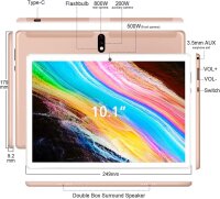 4G Tablet 10 Zoll, 2 in 1, Android 10.0, 4 GB RAM, 64 GB ROM, 8000 mAh, Quad-Core, Dual SIM, WiFi, Bluetooth, GPS, Typ C, Rosa.