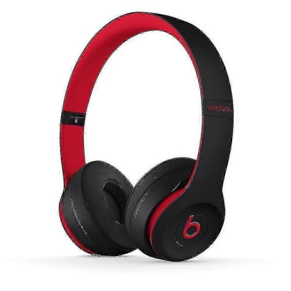Beats Solo3 On-Ear Headphones, wireless, black/red, high sound quality, long battery life, integrated microphone.
