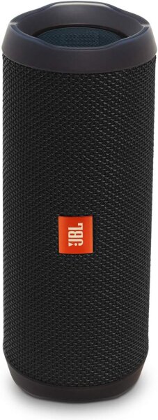 JBL Flip 4, Bluetooth Lautsprecher (GENERALÜBERHOLT), Schwarz, wasserfest, kompakt, kraftvoller Sound, ideal für unterwegs.