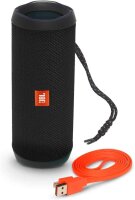 JBL Flip 4, Bluetooth Lautsprecher (GENERALÜBERHOLT), Schwarz, wasserfest, kompakt, kraftvoller Sound, ideal für unterwegs.