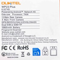 OUTIKEL WP23 Plus, Outdoor Handy, 24 GB RAM, 8+16 GB, 256 GB, 6.52" HD, 4G, Dual SIM, 10600 mAh Akku.
