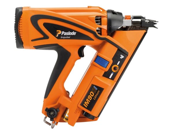 Paslode Impulse IM90Ci, strip nailer, cordless, powerful, ideal for timber construction, precise nailing.