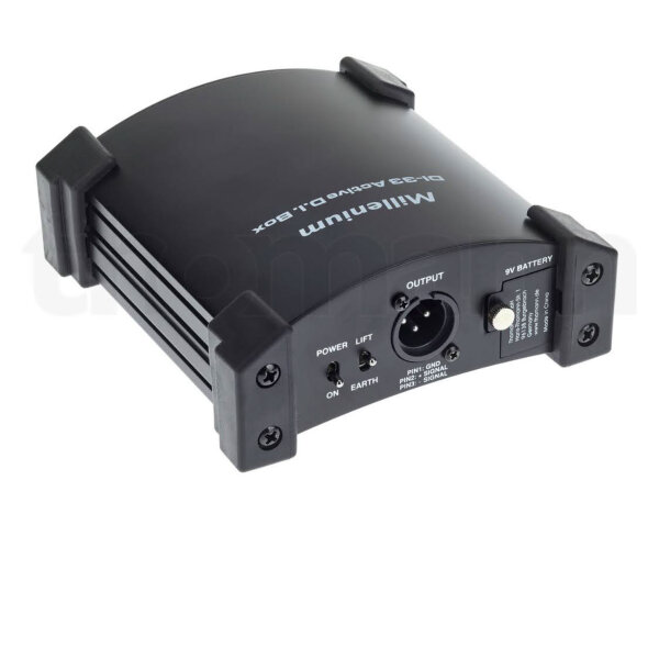Di-Box Active: Millennium DI-33, active DI box, high sound quality, robust housing, ideal for live performances.
