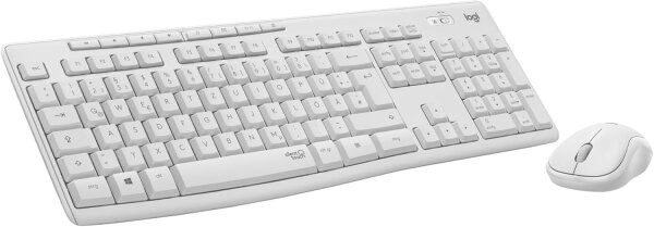 Logitech MK295, wireless keyboard and mouse set, SilentTouch technology, shortcut keys, optical tracking, QWERTZ, white.