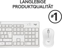 Logitech MK295, wireless keyboard and mouse set, SilentTouch technology, shortcut keys, optical tracking, QWERTZ, white.