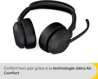 Jabra Evolve2 55, Wireless Stereo Headphones, Jabra Air Comfort Technology, Noise Cancellation, Active, Compatible – Black.