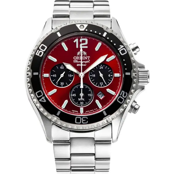 Orient Mako RA-TX0207R10B, Solar Chronograph, wristwatch with date display, energy efficient and stylish.