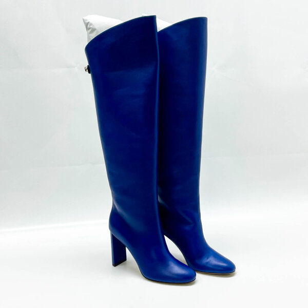 Maison Skorpios Adriana High-Heel Boots, size 38, leather, blue, elegant, fashionable, ideal for special occasions.