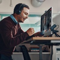 HP Poly Voyager Focus 2 UC, BT Headset, USB-C/A, Teams-fähig, aktives Noise Cancelling, 20 Std. Gesprächszeit, komfortables Design.