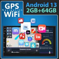 Hodozzy Autoradio 2G+64G, 7 Zoll Touchscreen, Wireless Carplay, Android Auto, GPS, Bluetooth, FM, RDS, Doppel Din, inkl. ISO-Adapter.