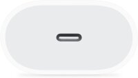 Apple 20W USB-C Power Adapter, compact, fast charging, ideal for iPhone and iPad, universal compatibility.
