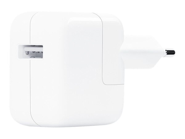 Apple 12W USB Power Adapter, white, compact, efficient, ideal for iPhone and iPad, fast charging speed, high-quality workmanship.
