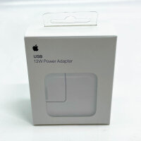 Apple 12W USB Power Adapter, white, compact, efficient, ideal for iPhone and iPad, fast charging speed, high-quality workmanship.
