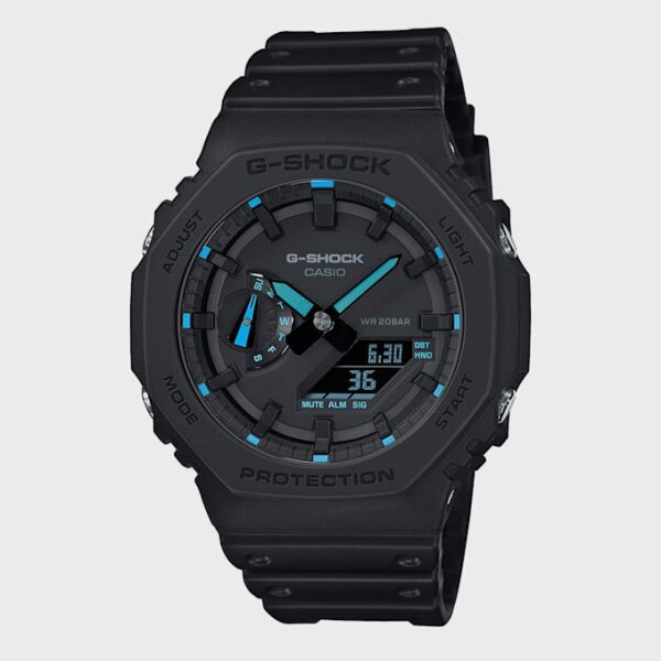 CASIO G-SHOCK GA-2100-1A2ER wristwatch, black, analog-digital, shockproof, waterproof to 200m, versatile and robust.