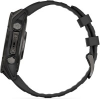 Garmin Fenix 8, 47 mm, Sportuhr, AMOLED-Display, Saphirglas, Carbongrau, DLC Titan, Silikonarmband schwarz/kieselgrau.
