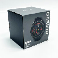 Garmin Fenix 8, 47 mm, Sportuhr, AMOLED-Display, Saphirglas, Carbongrau, DLC Titan, Silikonarmband schwarz/kieselgrau.