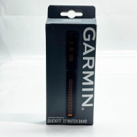 Garmin QuickFit, Silikonband 22 mm, Graphit/Spark-Orange, robust, leicht, ideal für Sport und Alltag.