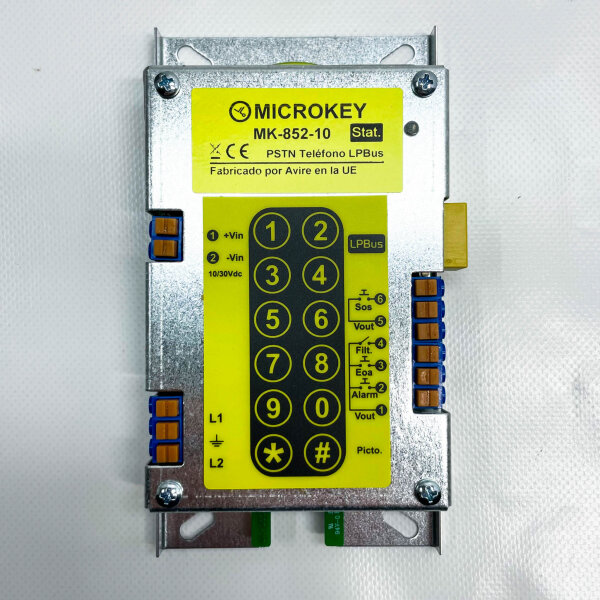 Microkey MK852-PNB10-130-A-0L/TK1 autonomous, hands-free PSTN telephone, battery-operated, ideal for flexible use.