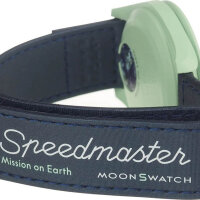 Omega x Swatch, S033G100, watch, sustainable design, Planet Earth graphic, 42mm case, quartz movement, limited edition.