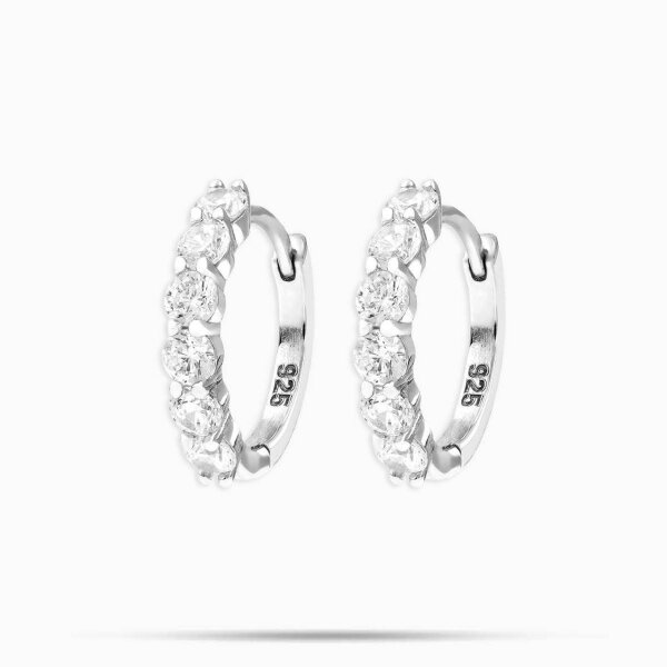 6Ice Iced Hoop Earrings, CZ, Schmuck, glänzende Zirkonia, modisches Design, leicht und bequem, ideal für jeden Anlass.