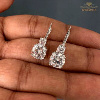 Moissanite earrings, 14K white gold, bridal jewelry,...