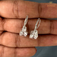 Moissanite earrings, 14K white gold, bridal jewelry,...