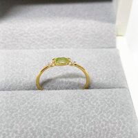 Edenly PARADISE BIRD Nº9 Ring Size 52 - 375/9K Yellow Gold - Olivine, Diamond - Elegant jewelry with precious stones.