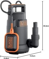 Black & Decker BXUP750PTE Schmutzwasserpumpe, 750 W, 50 Hz, ideal für Schmutzwasserentsorgung, kompakt und leistungsstark.