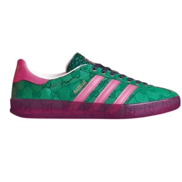 Adidas x Gucci Gazelle, EU 39, Sneaker, GG Monogram, grün, stilvoll, luxuriös, komfortabel, modisch.