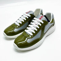 PRADA Mens Americas Cup, EU 43, Sneakers, green Linea Rossa, sporty, high-quality material, modern design.