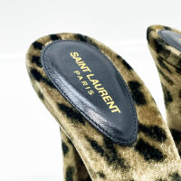 Saint Laurent, Ponto, Sandals, Leopard Velvet, Natural Fur, Heels, EU 41, Brown/Velvet, elegant and eye-catching.