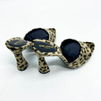 Saint Laurent, Ponto, Sandals, Leopard Velvet, Natural Fur, Heels, EU 41, Brown/Velvet, elegant and eye-catching.