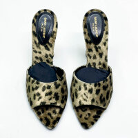 Saint Laurent, Ponto, Sandals, Leopard Velvet, Natural Fur, Heels, EU 41, Brown/Velvet, elegant and eye-catching.