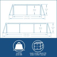 Bestway Steel Pro Frame Pool 259x170x61 cm, dark blue, rectangular, sturdy frame, easy to assemble, ideal for garden.