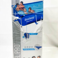 Bestway Steel Pro Frame Pool 259x170x61 cm, dark blue, rectangular, sturdy frame, easy to assemble, ideal for garden.