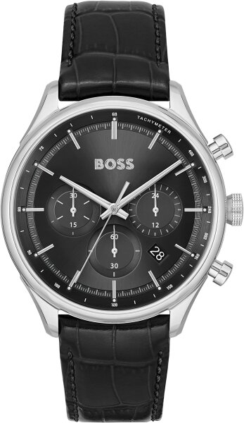 BOSS Gregor 1514049, Chronograph, Herren Armbanduhr, Lederarmband, 22 mm, Quarz, sportlich-elegantes Design.