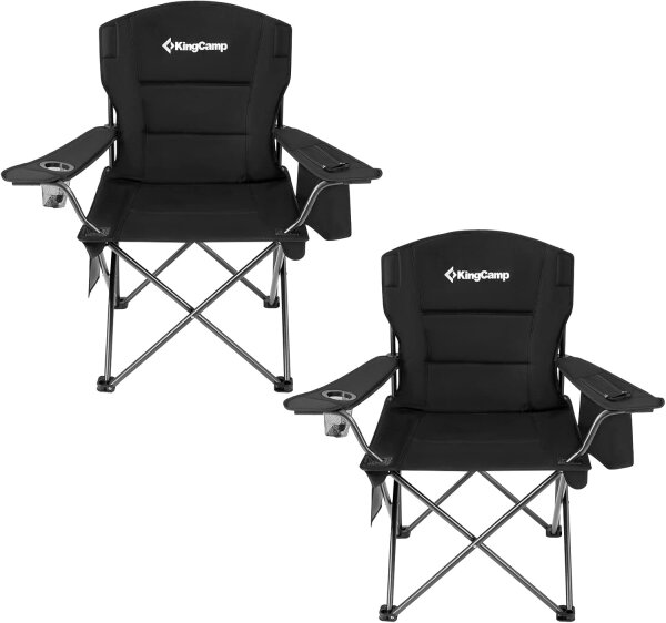 KingCamp Campingstuhl 136 kg, Klappstuhl mit Kühltasche & Getränkehalter, ideal für Garten, Picknick, Wandern.