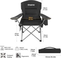 KingCamp Campingstuhl 136 kg, Klappstuhl mit Kühltasche & Getränkehalter, ideal für Garten, Picknick, Wandern.