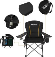 KingCamp Campingstuhl 136 kg, Klappstuhl mit Kühltasche & Getränkehalter, ideal für Garten, Picknick, Wandern.