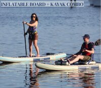 ISLE Switch, hybrid kayak, 2-in-1, inflatable, including kayak seat, paddle, hand pump, travel bag, versatile and portable.