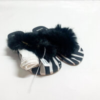 Dolce & Gabbana Havaianas, flip-flops, zebra pattern with fur, size EU 43/44, limited edition 2025.