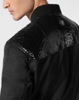 PHILLIP PLEIN Nylon Bomber Jacket, Python Inserts, Mens, Size 4XL, sporty and modern, ideal for any occasion.