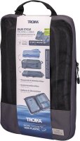 TROIKA BLUE CYCLE PACKING CUBES, Set mit 3 Kompressionstaschen, platzsparend, aus recyceltem Meeresplastik, dunkelgrau.