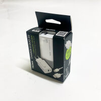 TROIKA Charge-X Duo 20, charging plug, 20W, USB-C & USB-A, simultaneous charging, GaN fast charging, plastic, white.