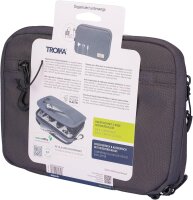 TROIKA Kabeltasche Blue Cycle TECH Pouch – 6 Netzfächer, Hauptfach mit Geheimfach für Tracking-Geräte, aus recyceltem Meeresplastik, dunkelgrau.