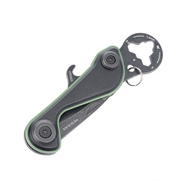 TROIKA Mini Tool PARCEL CUT CARD, multi-tool, 9 functions, color: green, ideal for on the go.